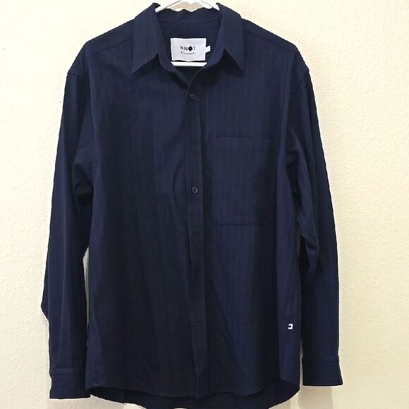 NN07 No NationalityBlue Casual Button Down Shirt with Relaxed Fit L - Picture 1 of 13